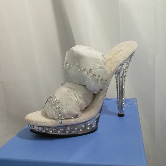 CLEAR Competition SHOE  5" Clear Rhinestones Heels Women' Shoes BRAND new - Picture 3 of 5